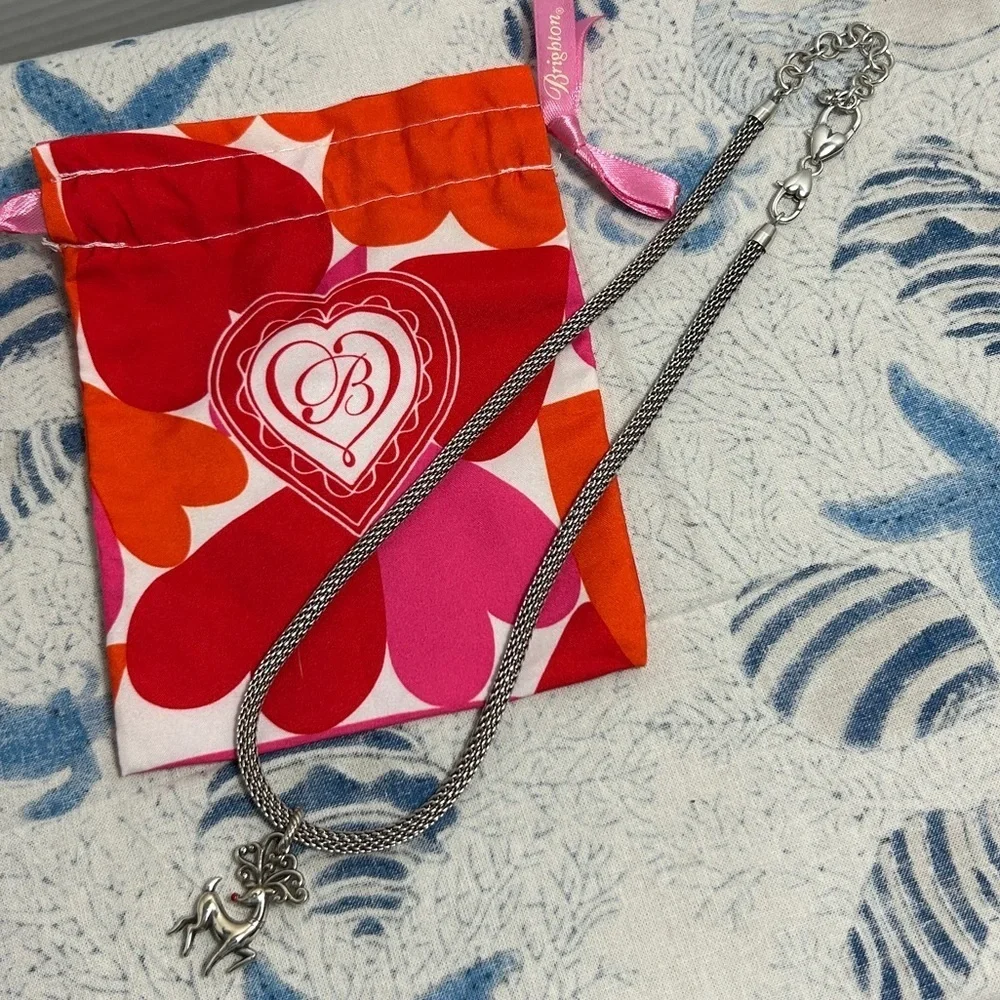 Brighton Beverly Glam Necklace & Reindeer Charm Silver Plated & Cloth Bag - Picture 10 of 13